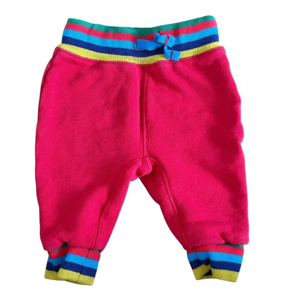 Baby Boden Red Rainbow Striped Joggers Sz 3-6M